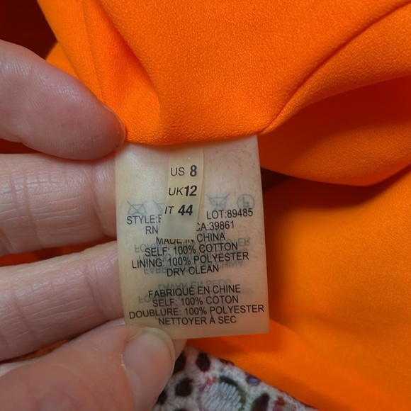 Elie Tahari tropical print Claudia dress size 8 leopard print eyelet neon - Picture 10 of 14